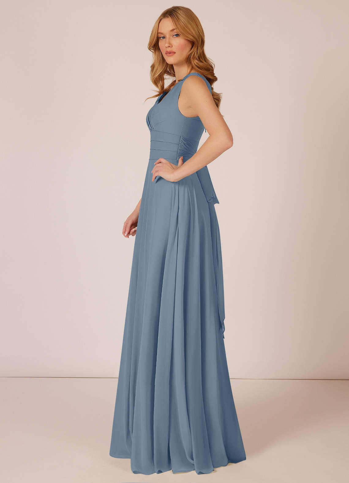 Azazie Bianca Bridesmaid Dresses A-Line Pleated Chiffon Floor-Length Dress image1