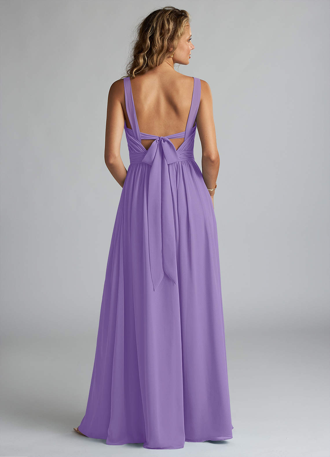 Azazie Plus Size A-Line V-Neck Floor-Length Chiffon Bridesmaid Dresses - Tahiti