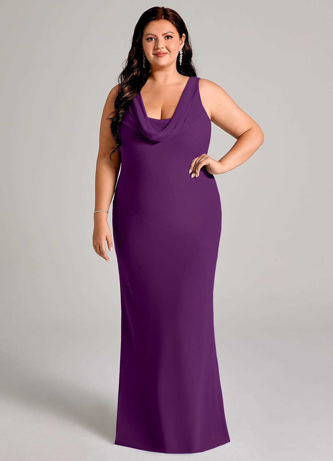 Azazie Rylina Bridesmaid Dresses Grape Mermaid Pleated Chiffon Dress image1