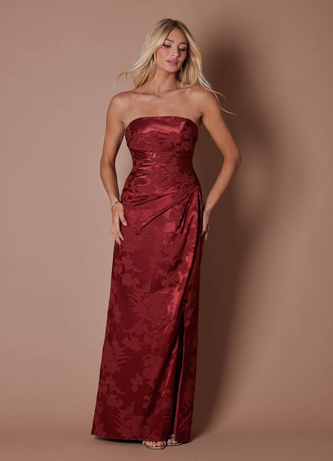 mahogany red dress Cotton Strap Dress, Mahogany Red