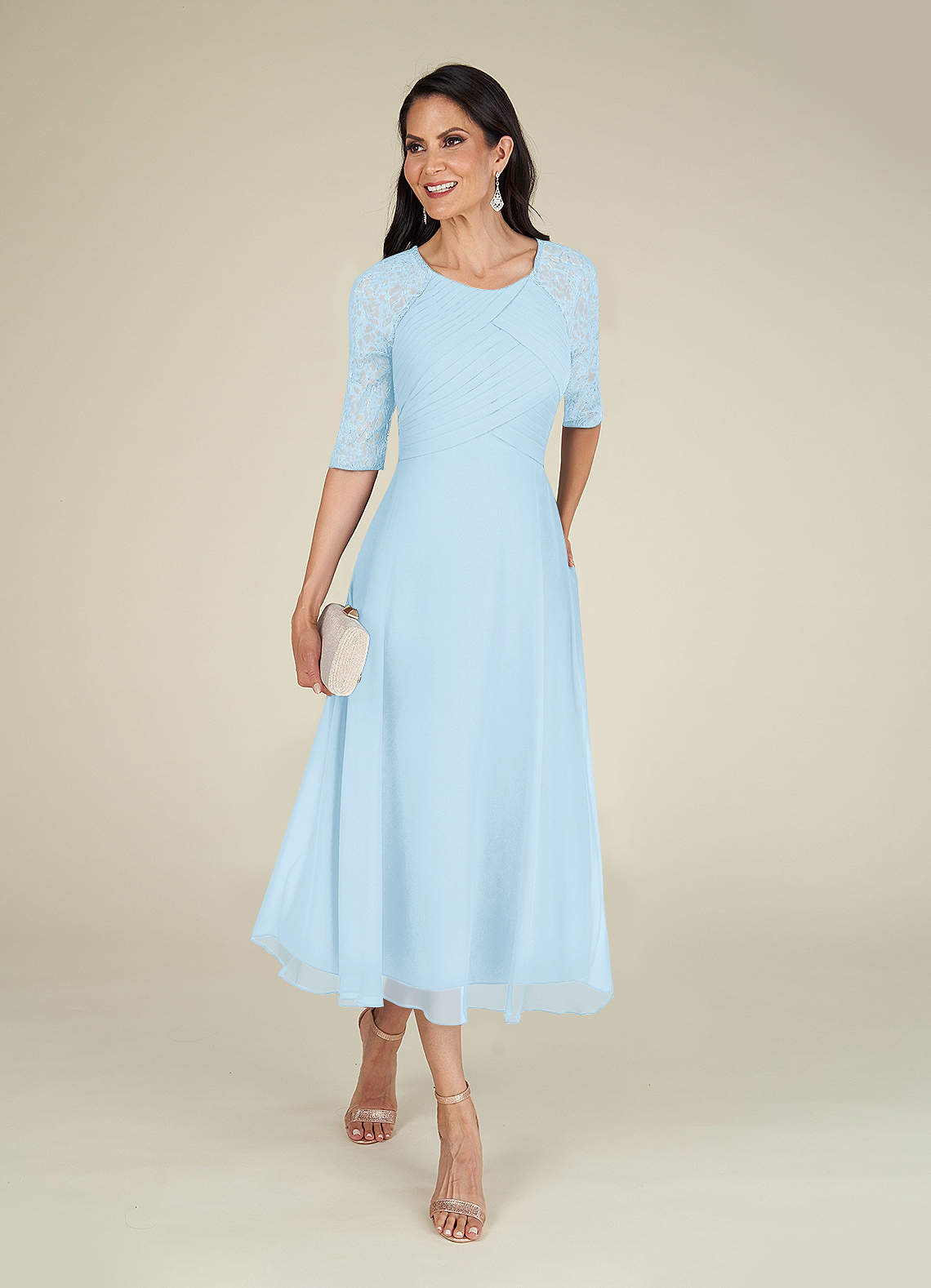 Azazie Dorothea Sky Blue A-Line Scoop lace Chiffon Dress Mother of the ...