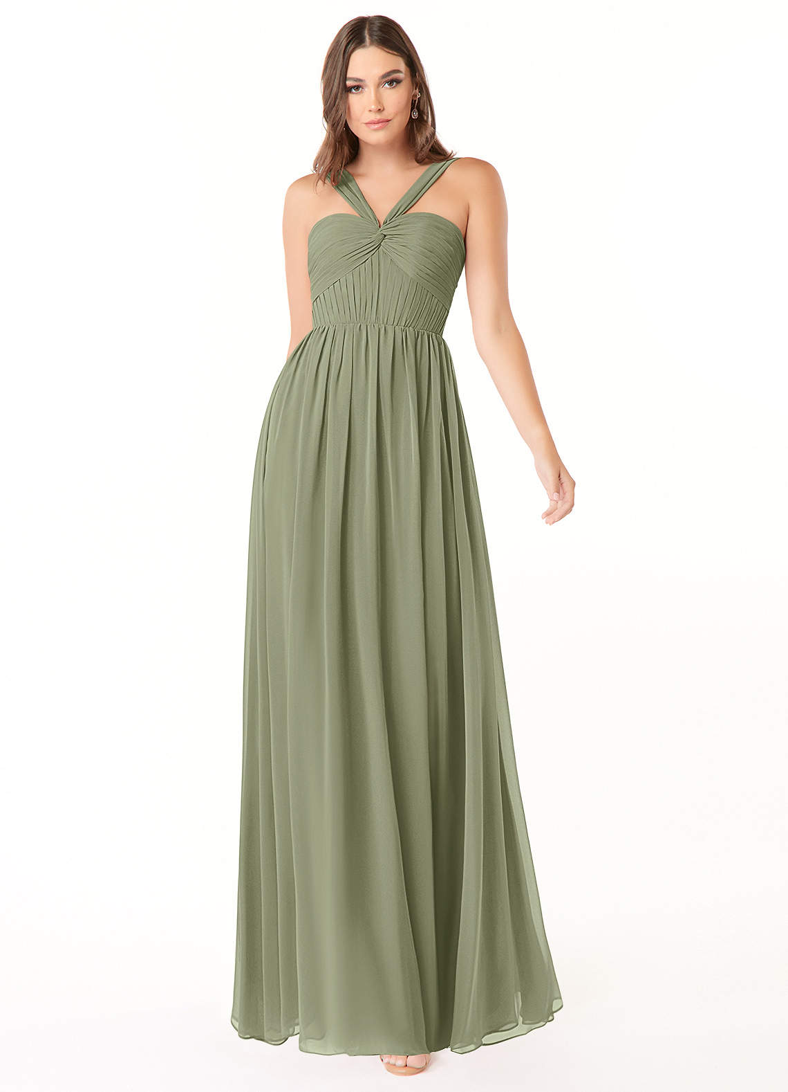 Azazie Dionne Bridesmaid Dresses Pistachio A-Line Corset Chiffon Dress image1