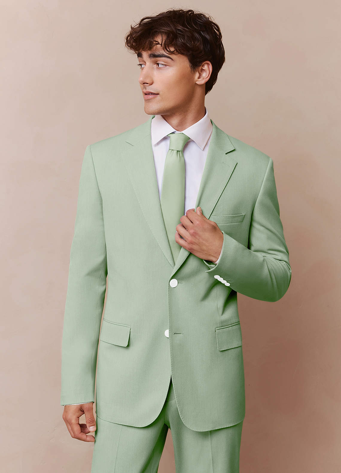 front James Dusty Sage Structured Stretch Suit Jacket