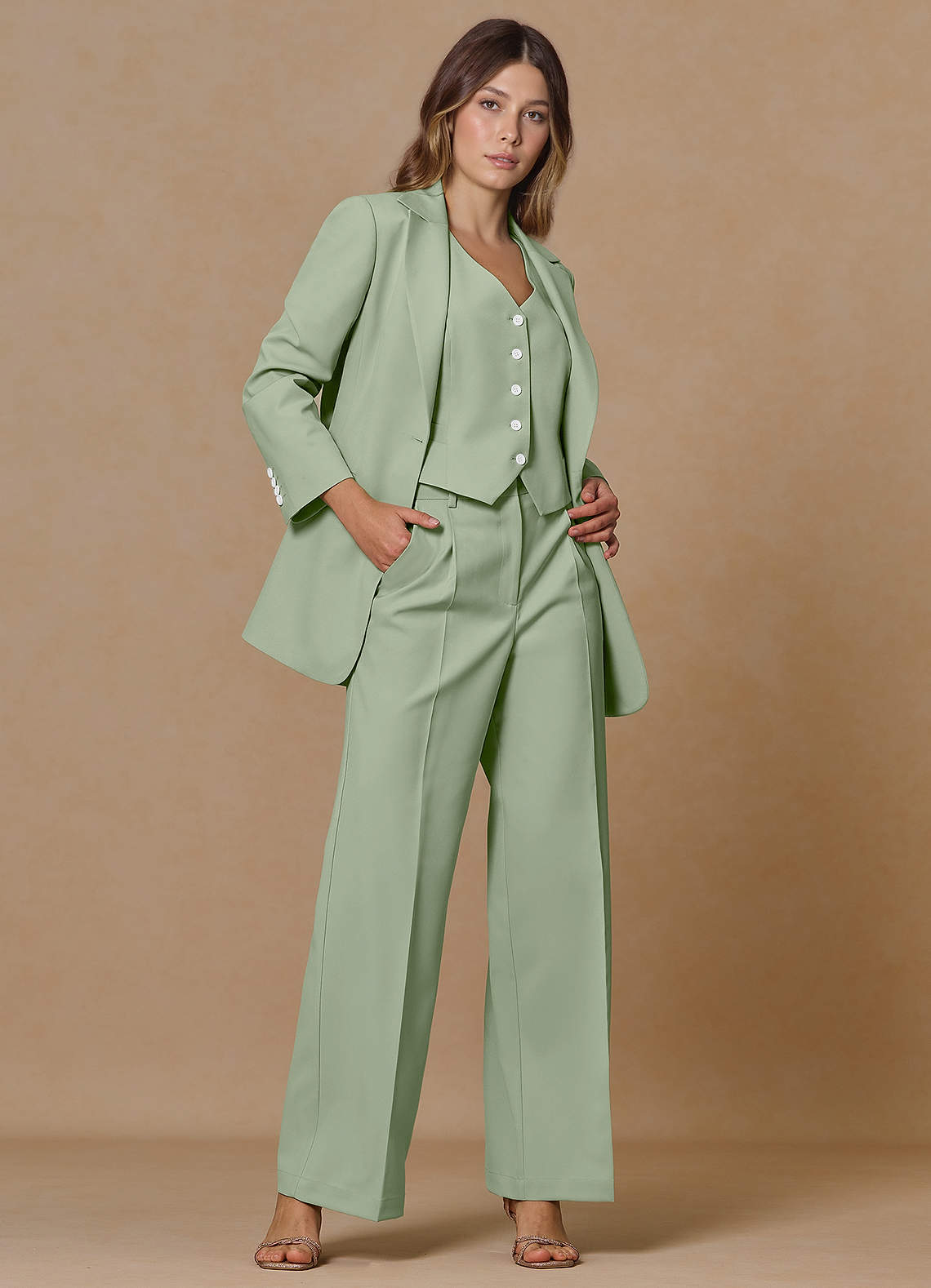 front Rowan Dusty Sage Refined Weave Performance pants