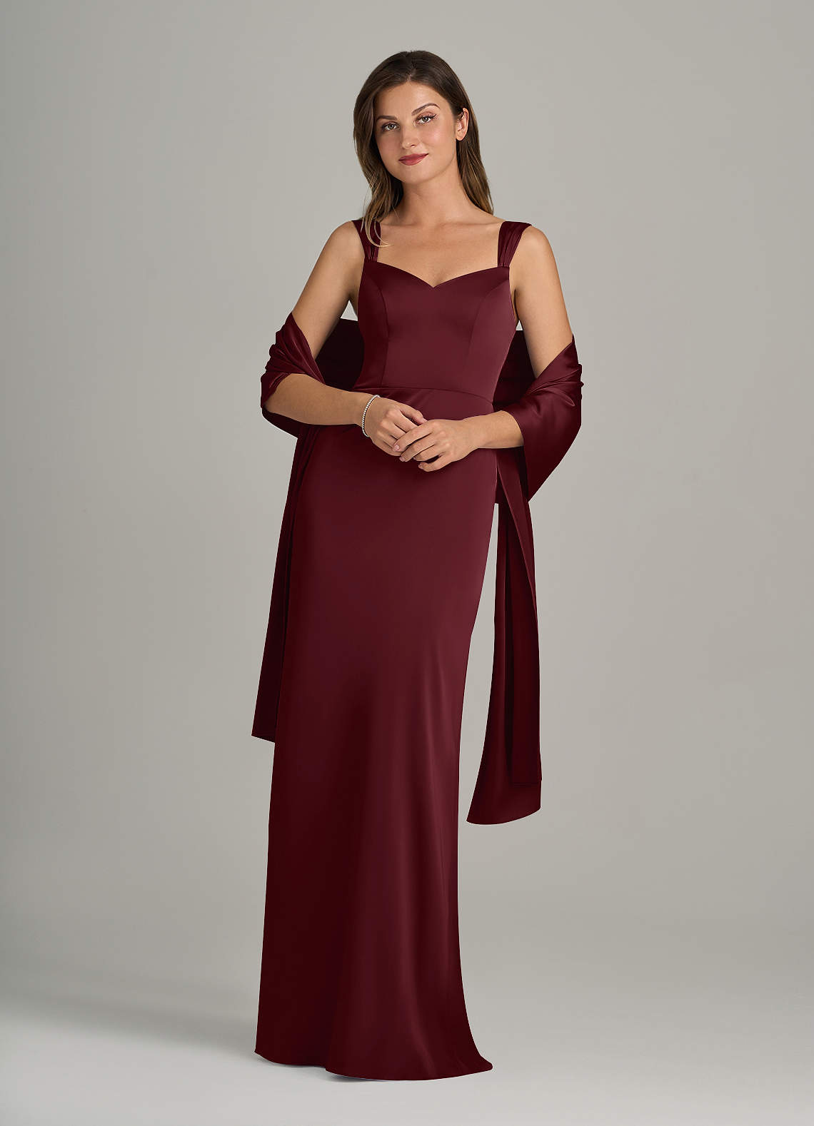 front Azazie Matching Color Stretch Satin Shawl