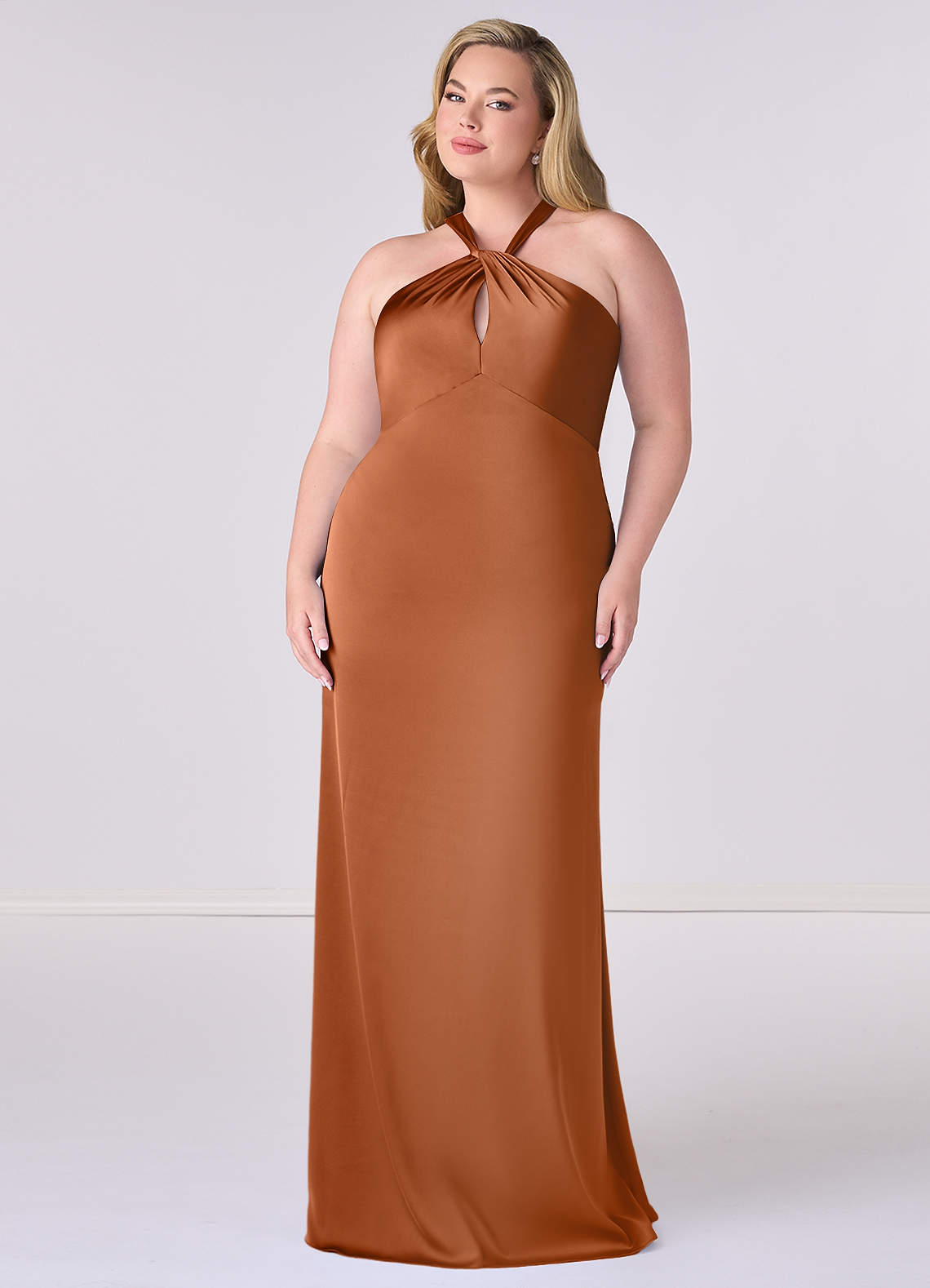 Barbie ♥ Azazie Bridesmaid Dresses Copper Sheath Stretch Satin Dress image1