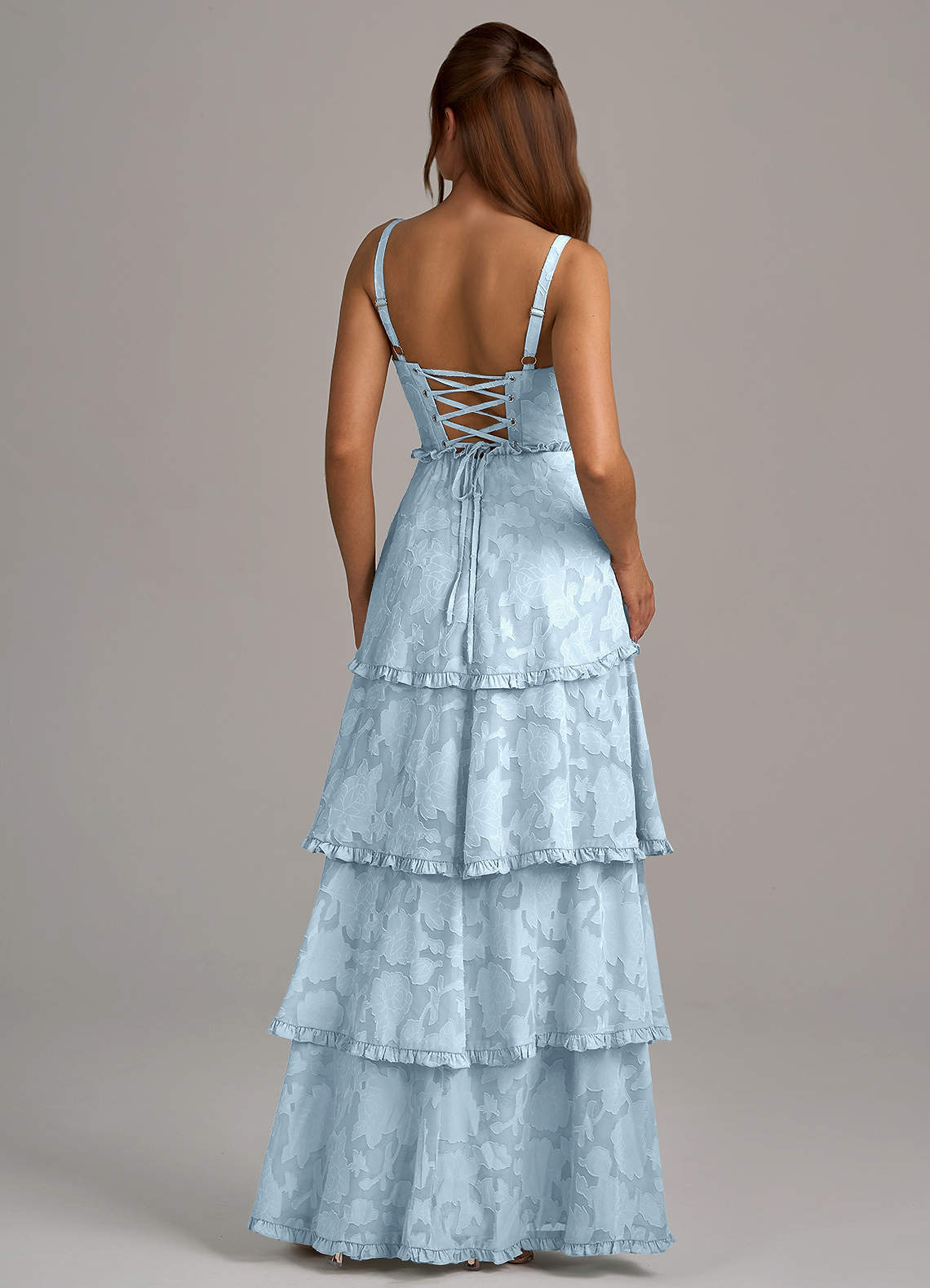 Azazie Romie Ready to Ship Sky Blue Floral Burnout Bridesmaid