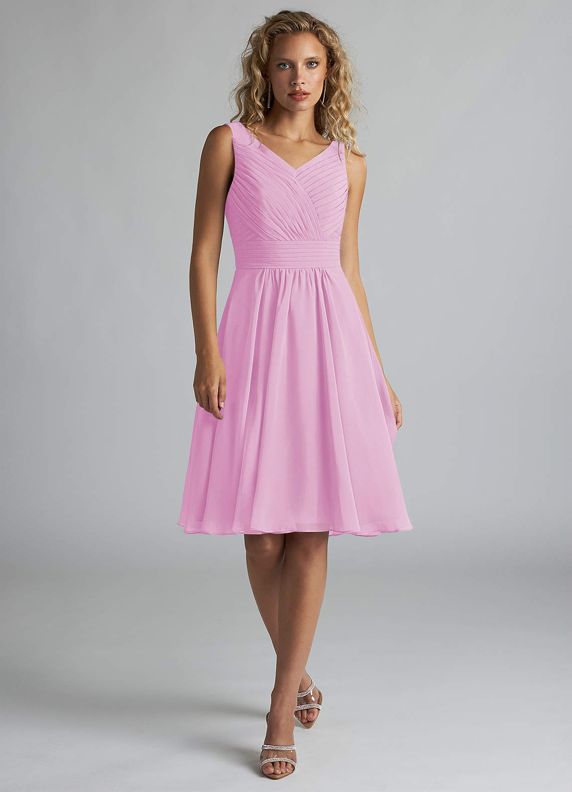 Azazie Grace Bridesmaid Dresses Candy Pink A-Line Pleated Chiffon Dress image1