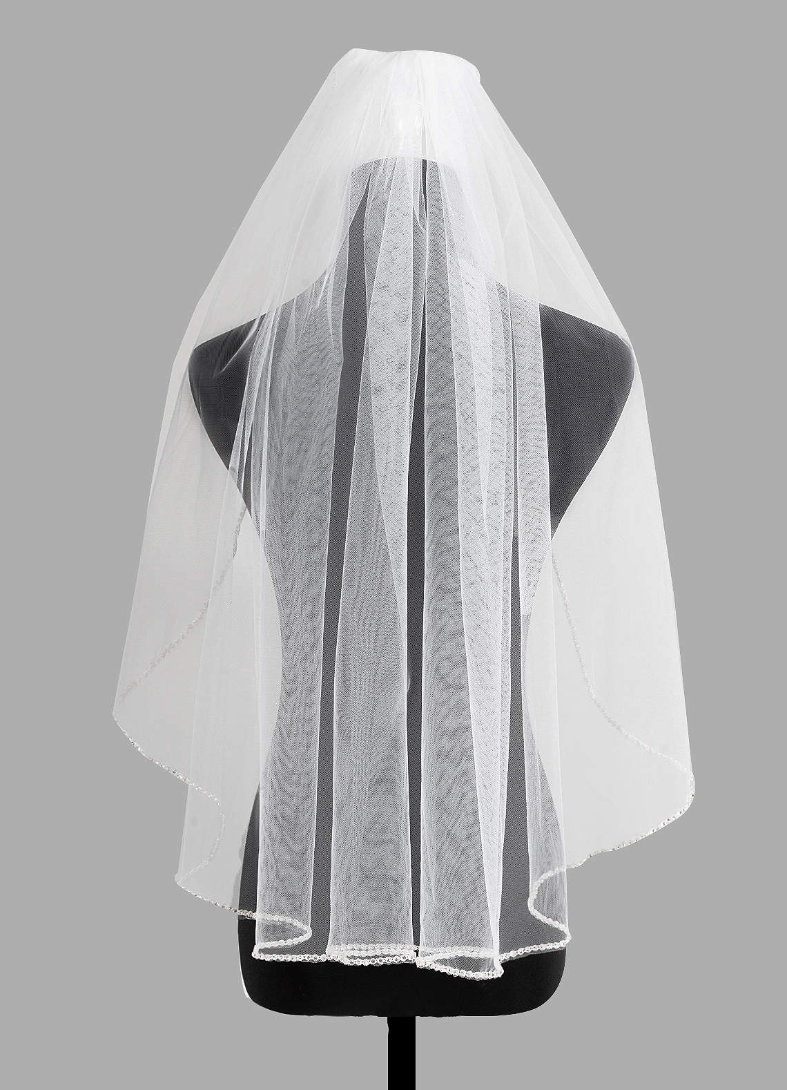 front Paula Beads Waist Length Veil