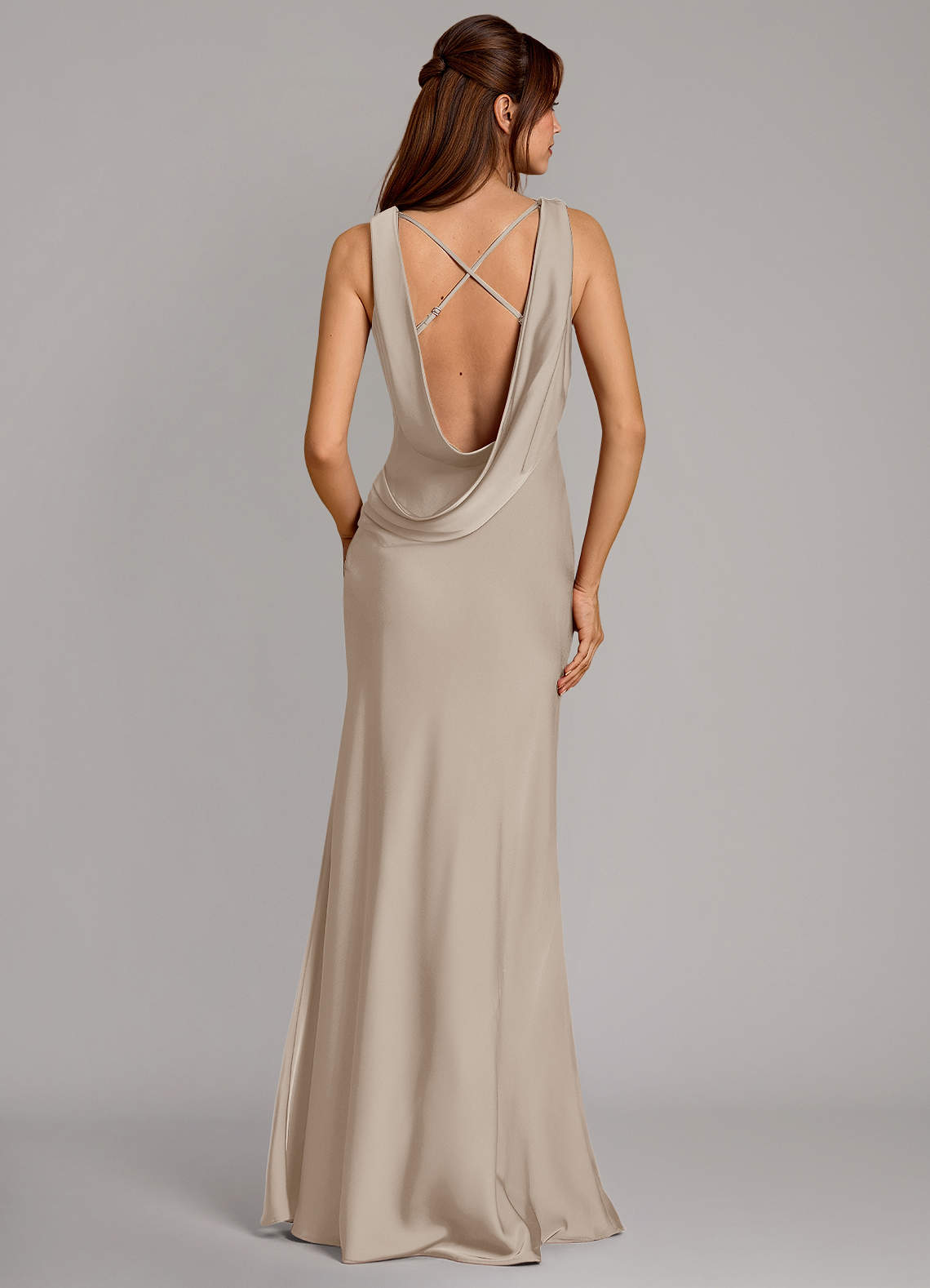 Azazie Cheryl Bridesmaid Dresses Frost Mermaid Stretch Satin Dress image1