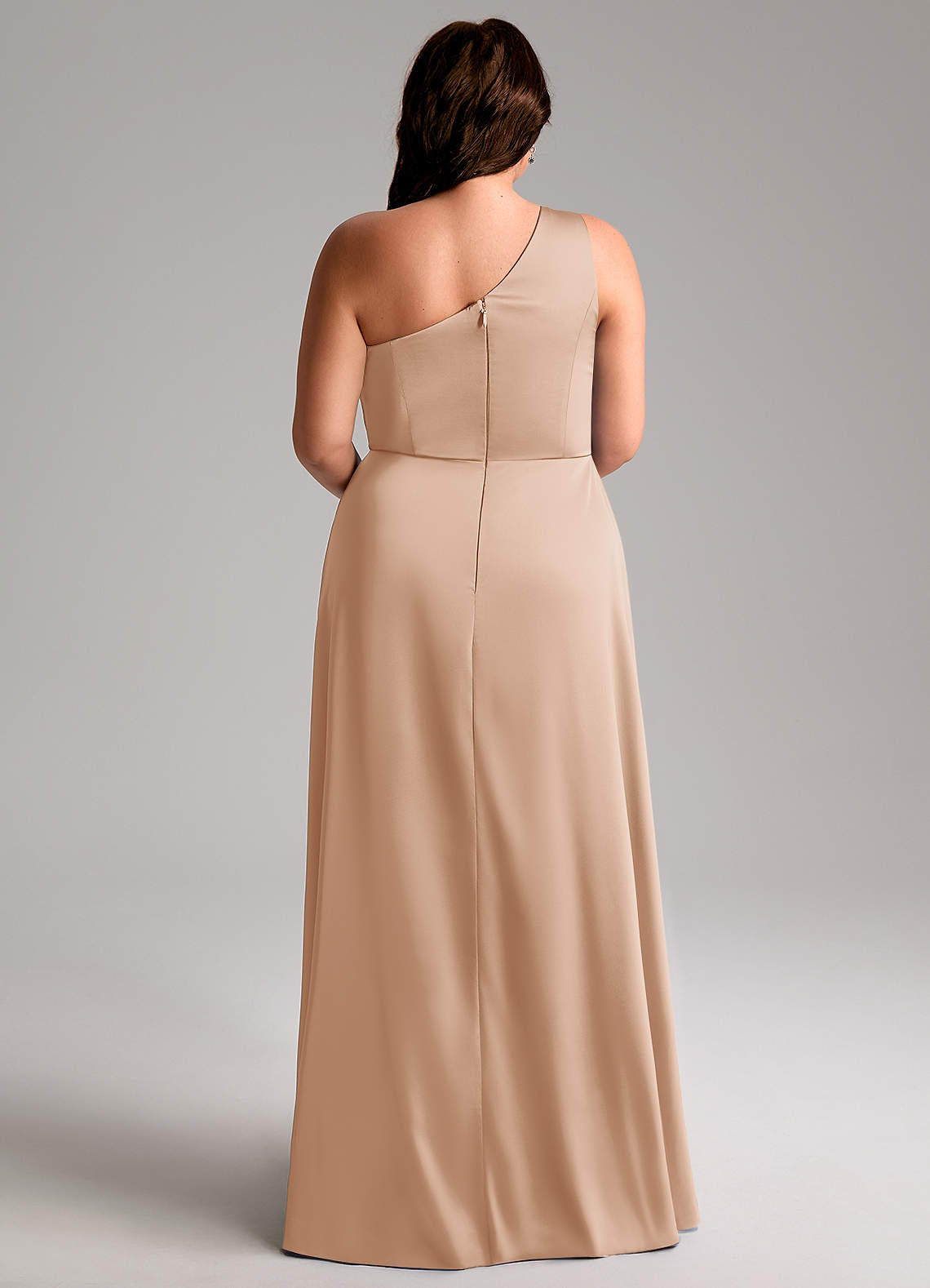 Azazie Brooke Bridesmaid Dresses English Rose A-Line One Shoulder Stretch Satin Dress image8