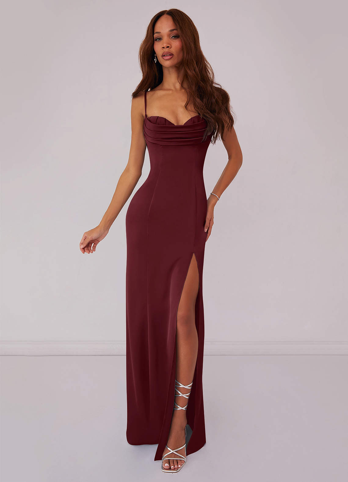 Barbie ♥ Azazie Bridesmaid Dresses Cabernet Mermaid Corset Stretch Satin Dress image1