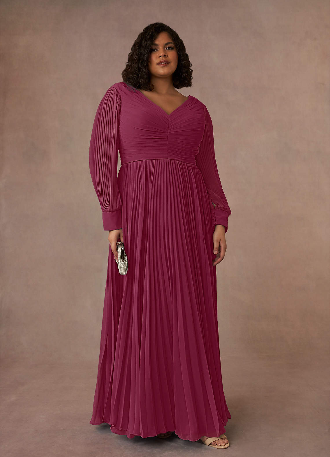 Azazie Zina Mother of the Bride Dresses Mulberry A-Line Pleated Chiffon Dress image1