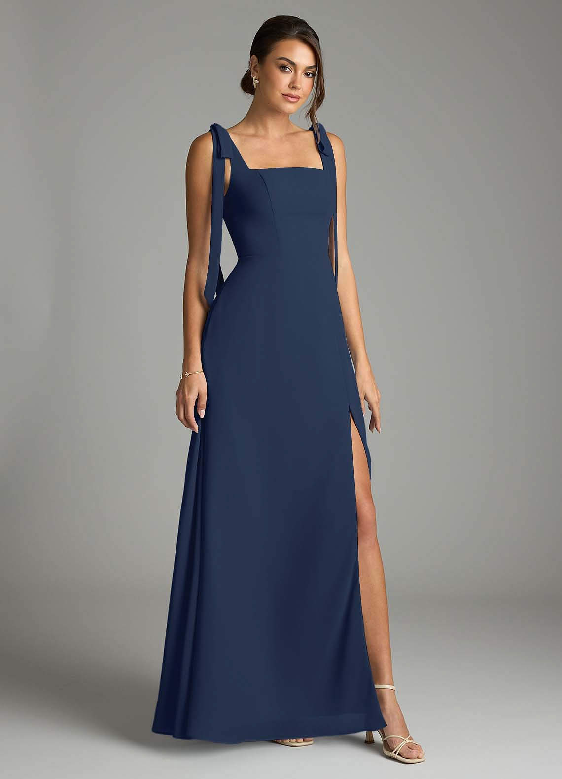 navy blue convertible bridesmaid dress Navy Tulle Overlay Jersey Long Convertible Bridesmaid Dress Same as sample / 2