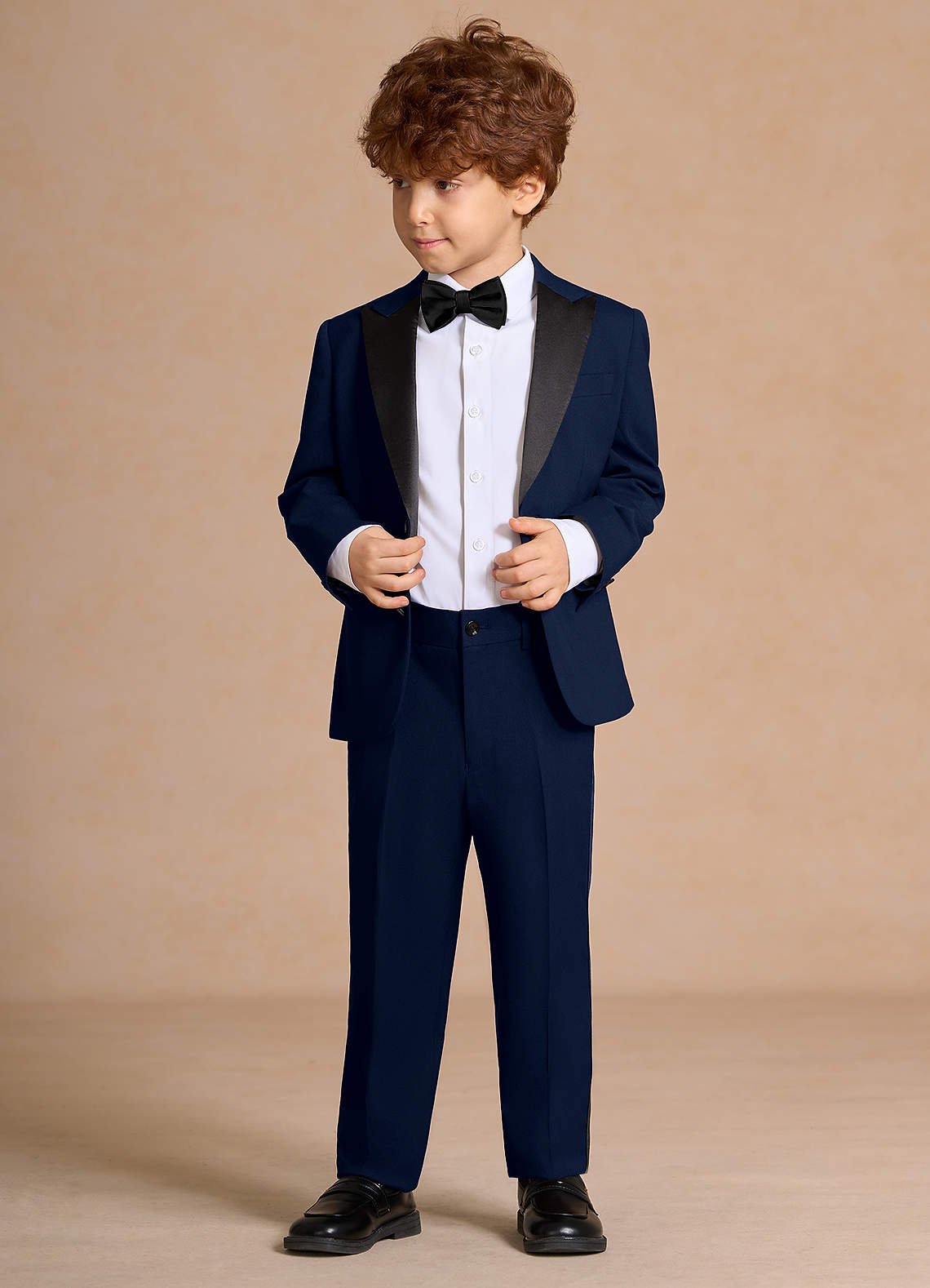 front Michael Navy Blue Boys Peak Lapel Tuxedos