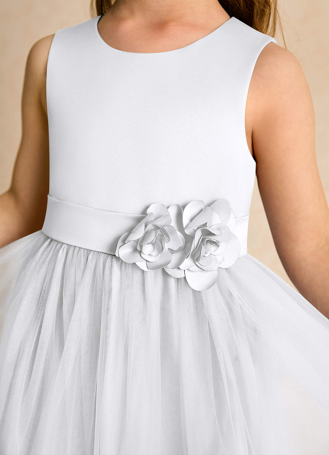 Azazie Miracle Flower Girl Dresses White A-Line Bow Matte Satin Dress image5