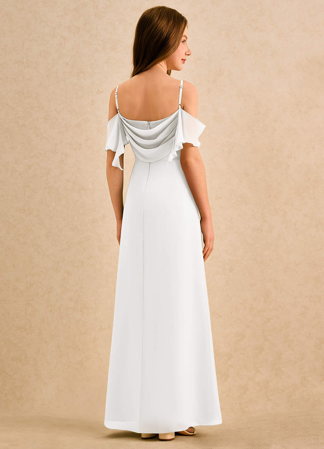 Azazie Pippy Girls Formal Sukienki dla dziewczynek sypiących kwiaty Linia A Dekolt w kształcie serca Szyfon Długość podłogi Sukienka image5