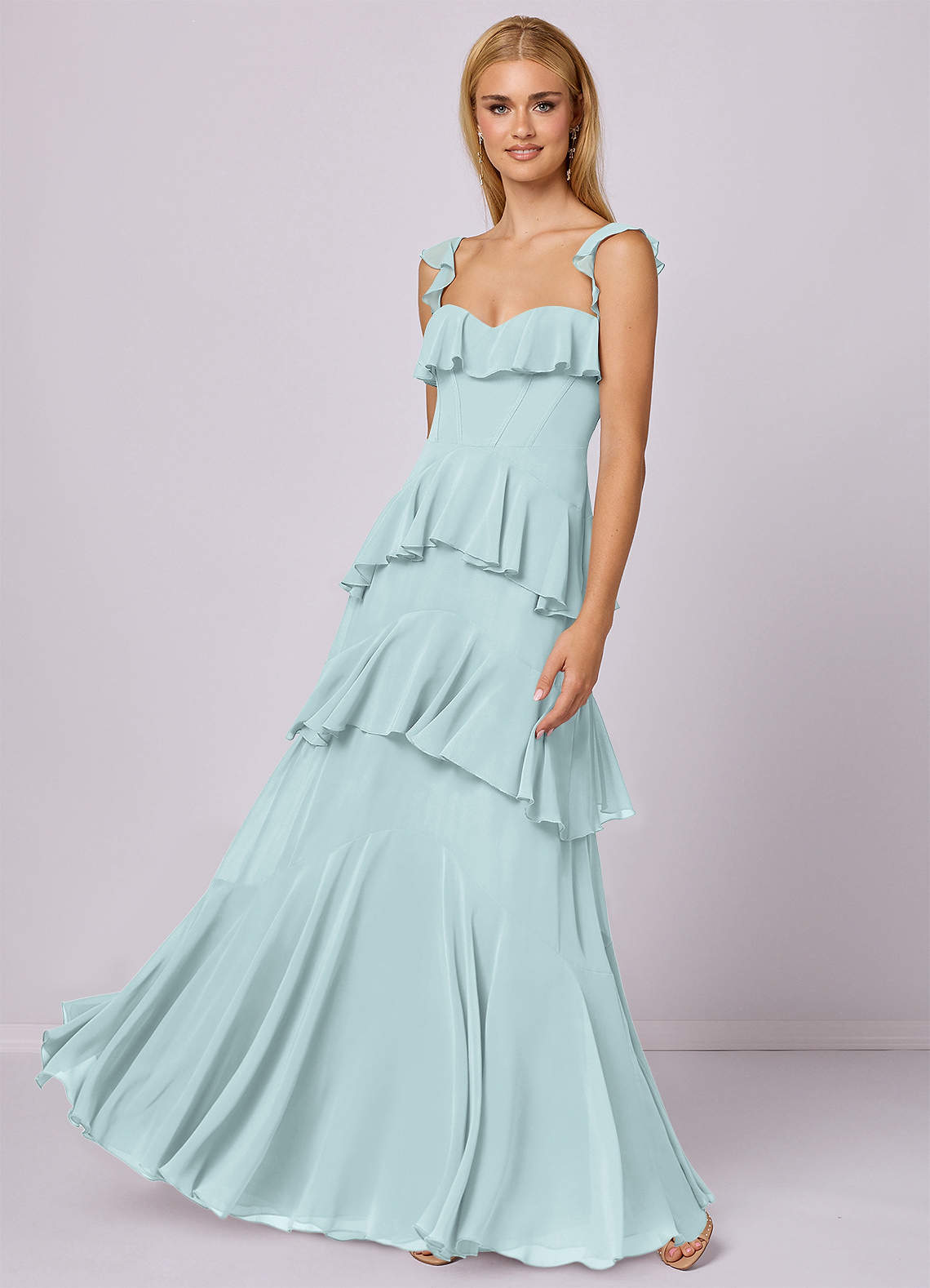 Barbie ♥ Azazie Bridesmaid Dresses Mist A-Line Sweetheart Neckline Chiffon Dress image1