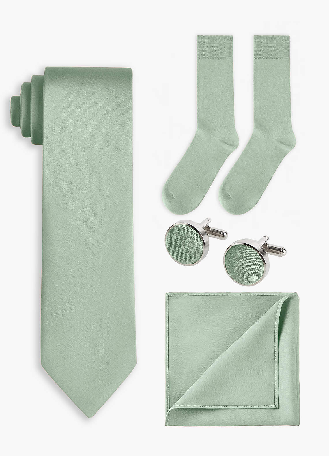 front Farblich passendes 4-teiliges breites Krawattenset aus Stretch-Satin