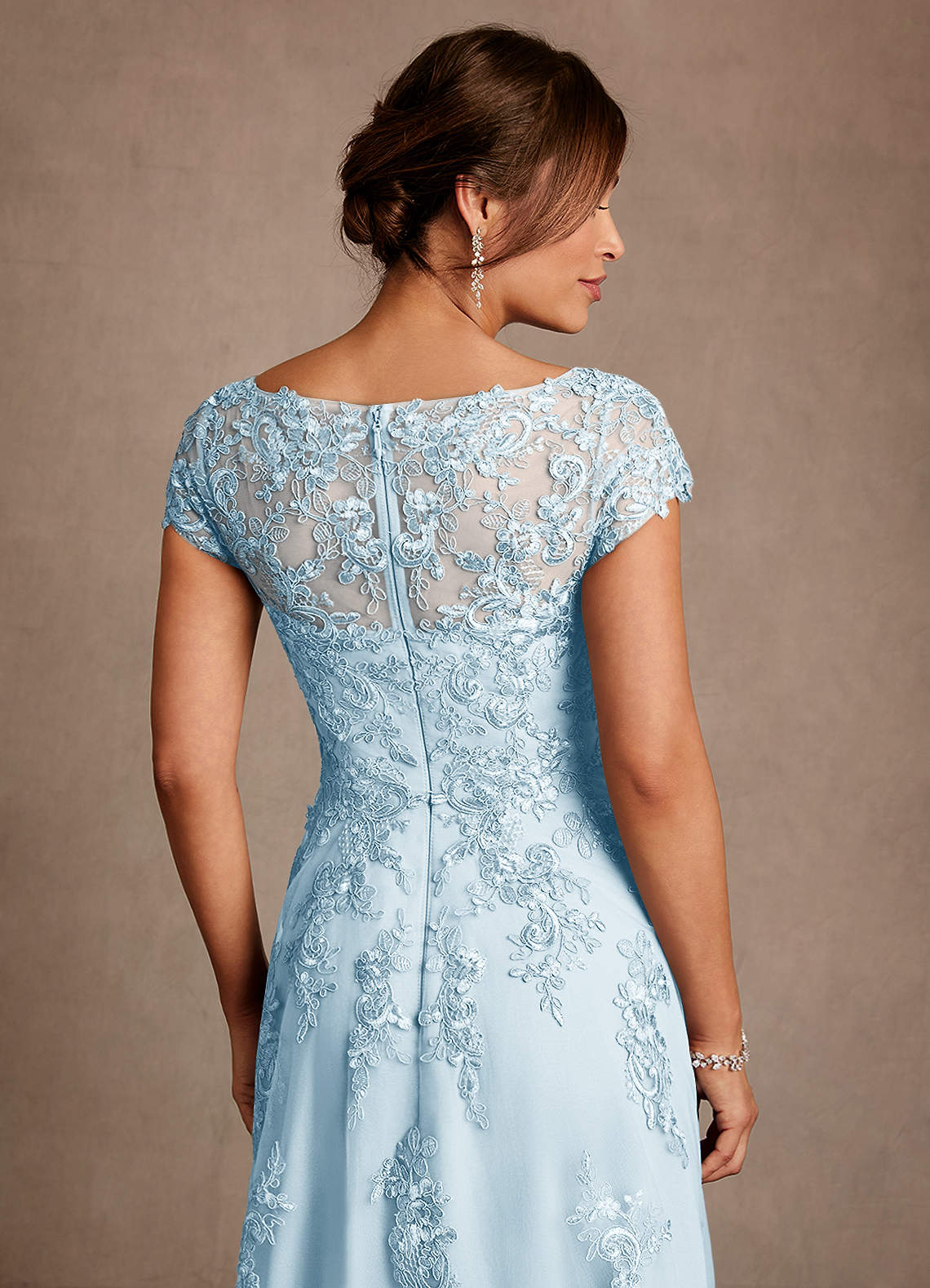 Azazie Jolanda Mère de la mariée Robes Robe Trapèze en Dentelle Bleu Ciel image5