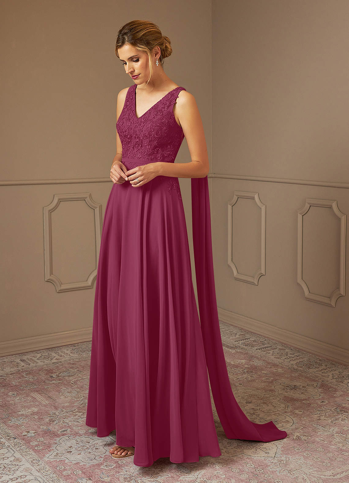Azazie Joules Mother of the Bride Dresses Mulberry A-Line Sequins Chiffon Dress image1
