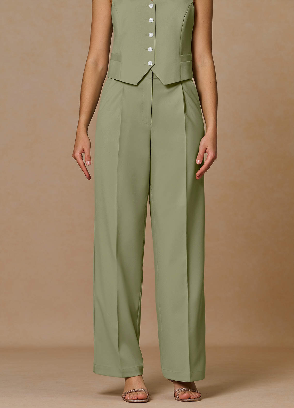 front Rowan Pistachio Refined Weave Performance pants