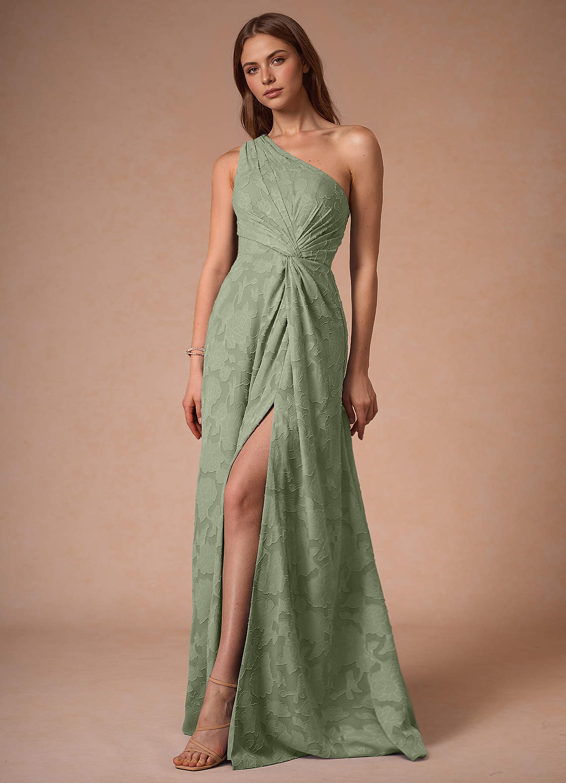 Hermosa Pistachio One Shoulder Maxi Dress image1