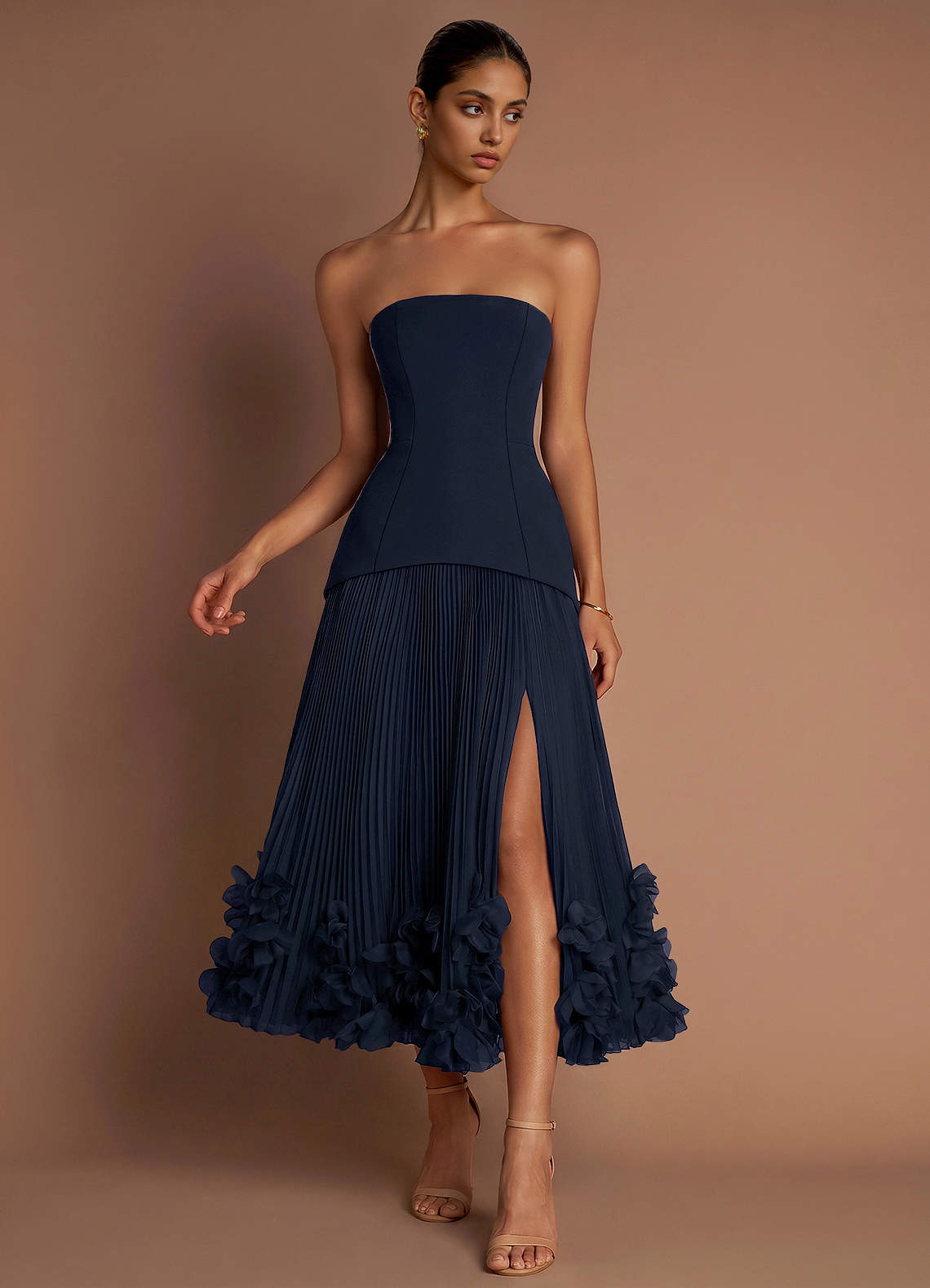 Marnie Navy Midi Dress | Azazie CA
