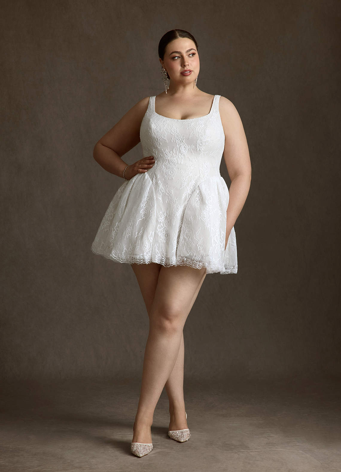 Azazie Dawn Wedding Dresses Diamond White A-Line Lace Dress image4