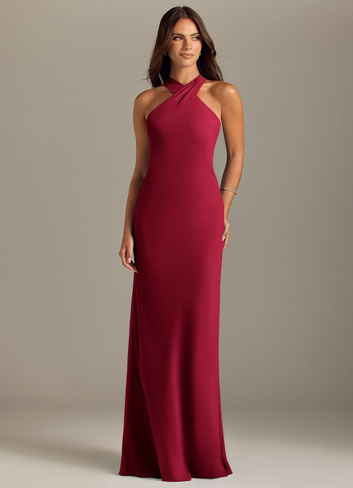 Azazie Doretta Bridesmaid Dresses Burgundy Mermaid Pleated Chiffon Dress image1