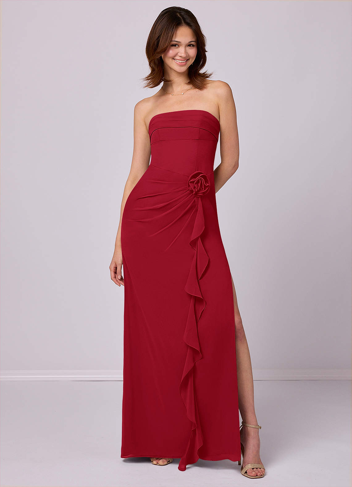 Barbie ♥ Azazie Bridesmaid Dresses Scarlet Sheath Strapless Chiffon Convertible Dress image1