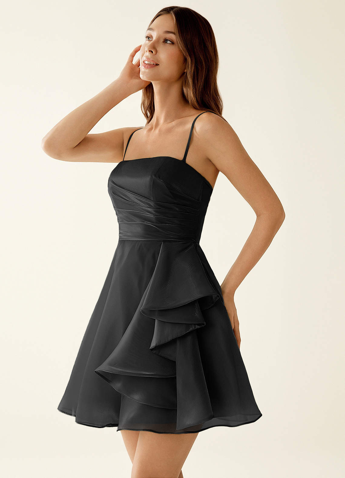 asymmetrical hem chiffon mini dress ASYMMETRIC DRAPED CHIFFON MINI DRESS IN DUSTY PINK | CULT MIA