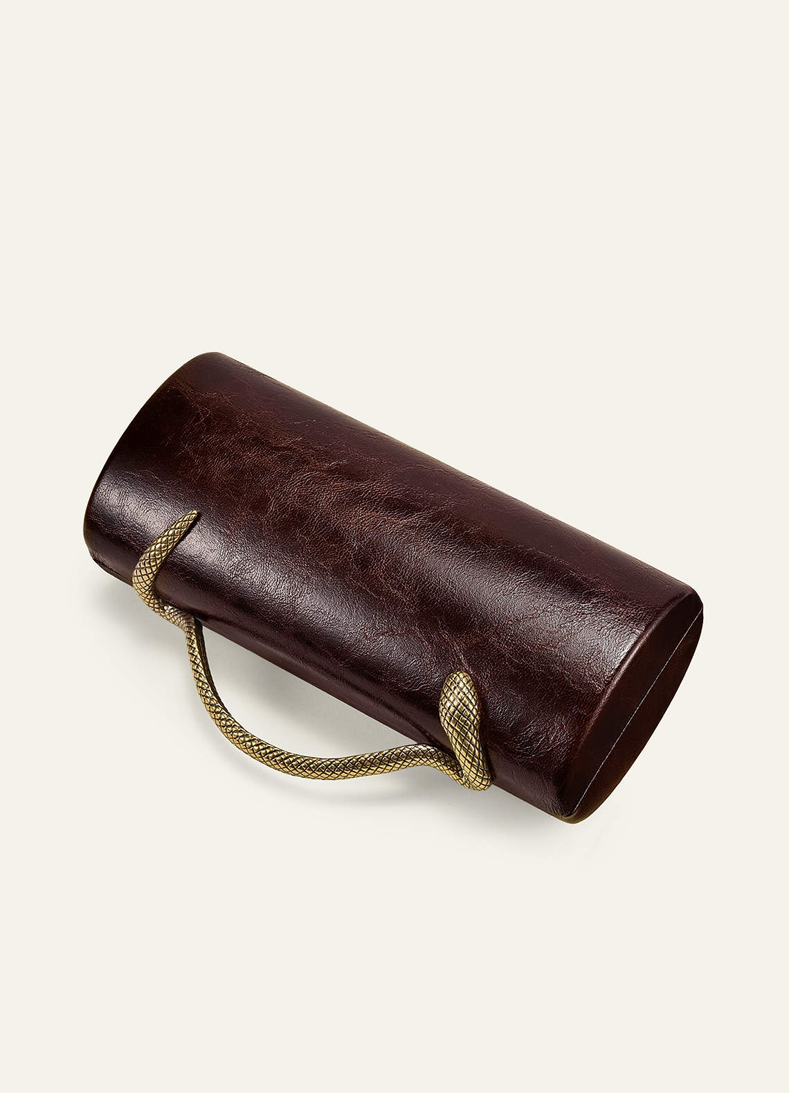 front Gold Snake Handle PU Leather Evening Handbag