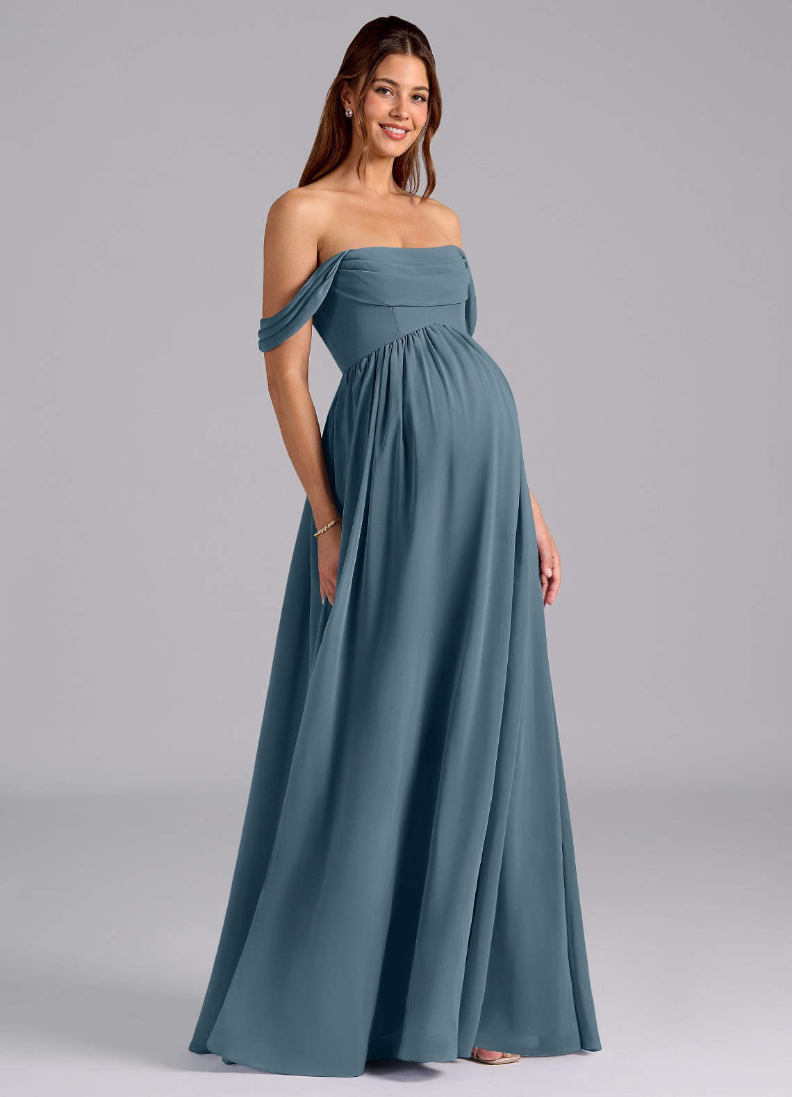 grey maternity bridesmaid dress Azazie Saige Your dearest supporting friends
