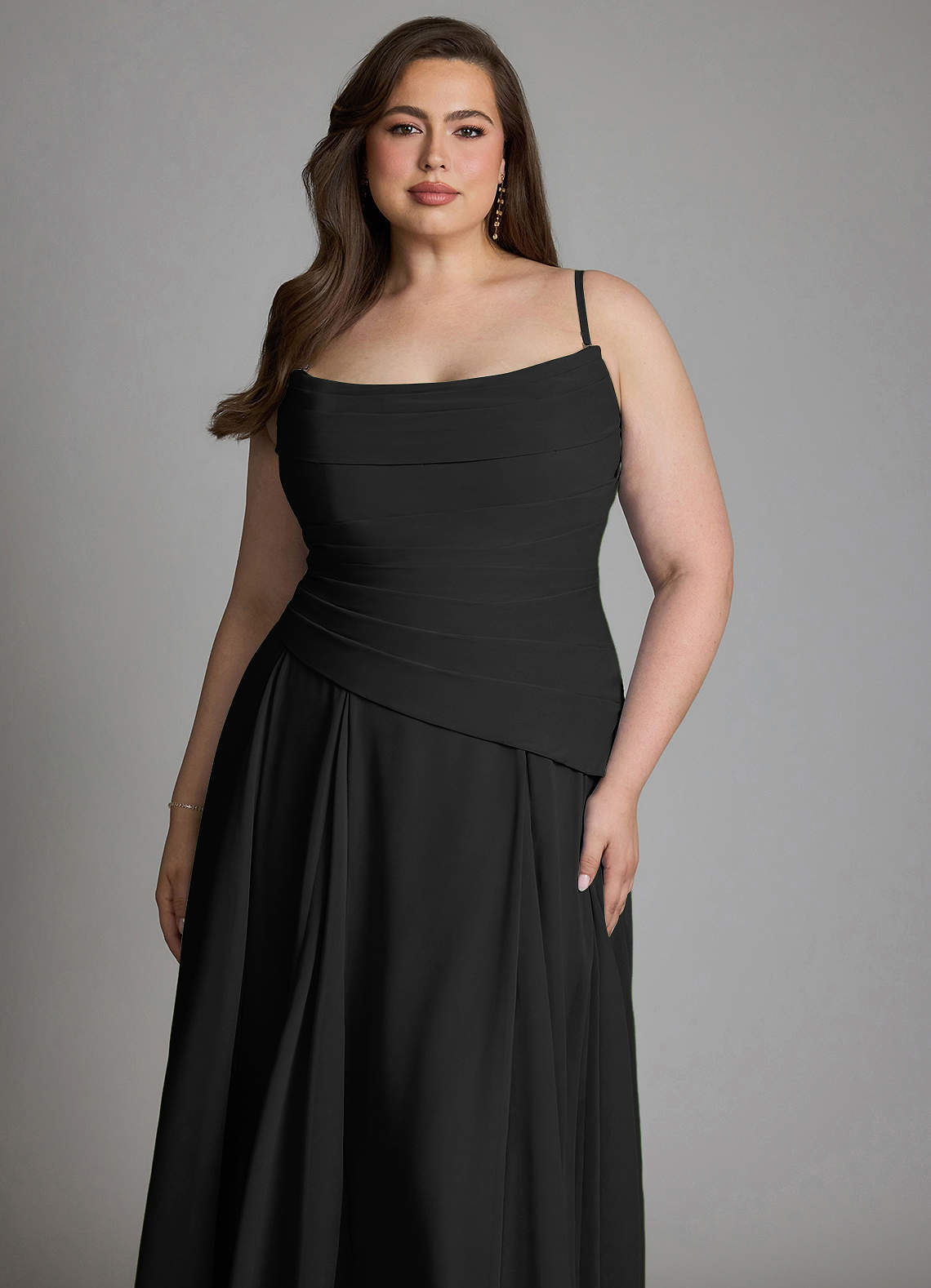 Azazie Gabriela Bridesmaid Dresses Black A-Line Corset Chiffon Dress image22