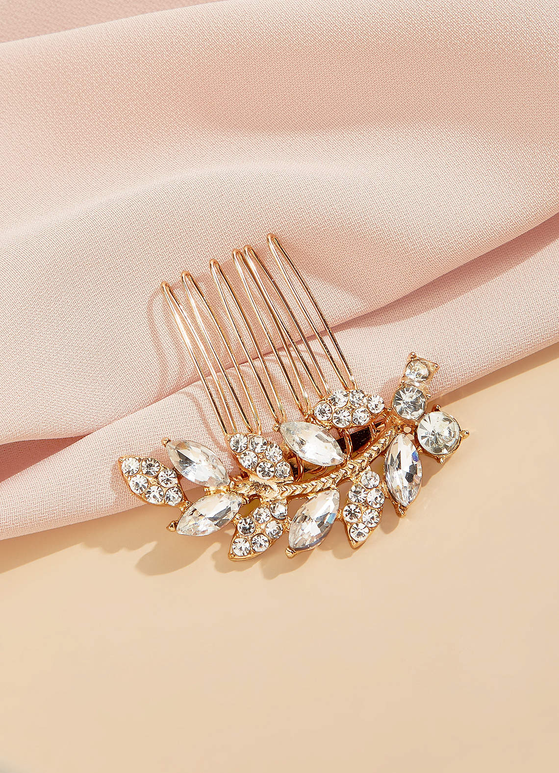 front Rhinestone Alloy Leaves Hair Comb