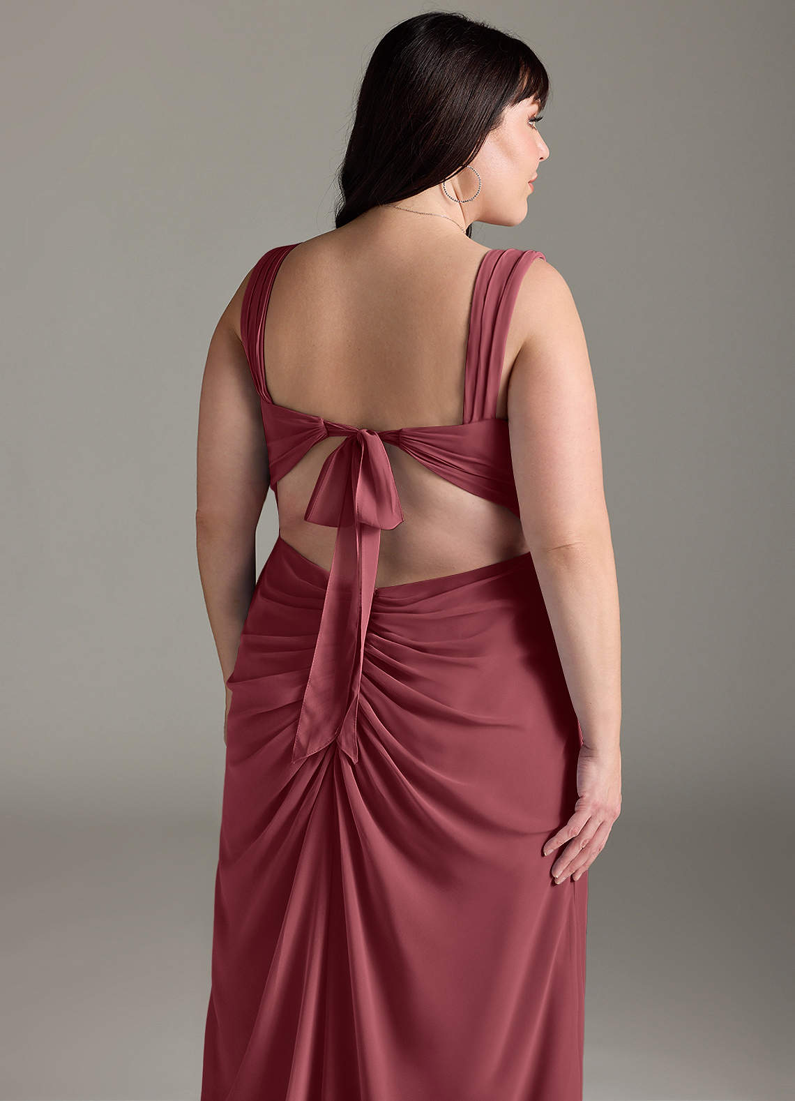 Azazie Jesaphine Bridesmaid Dresses Merlot Sheath Bow Chiffon Dress image14