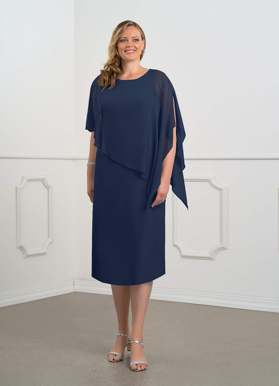 Azazie Sparrow Mère de la mariée Robes Robe Fourreau en Mousseline de soie Paillettes Bleu Marine Foncé image1