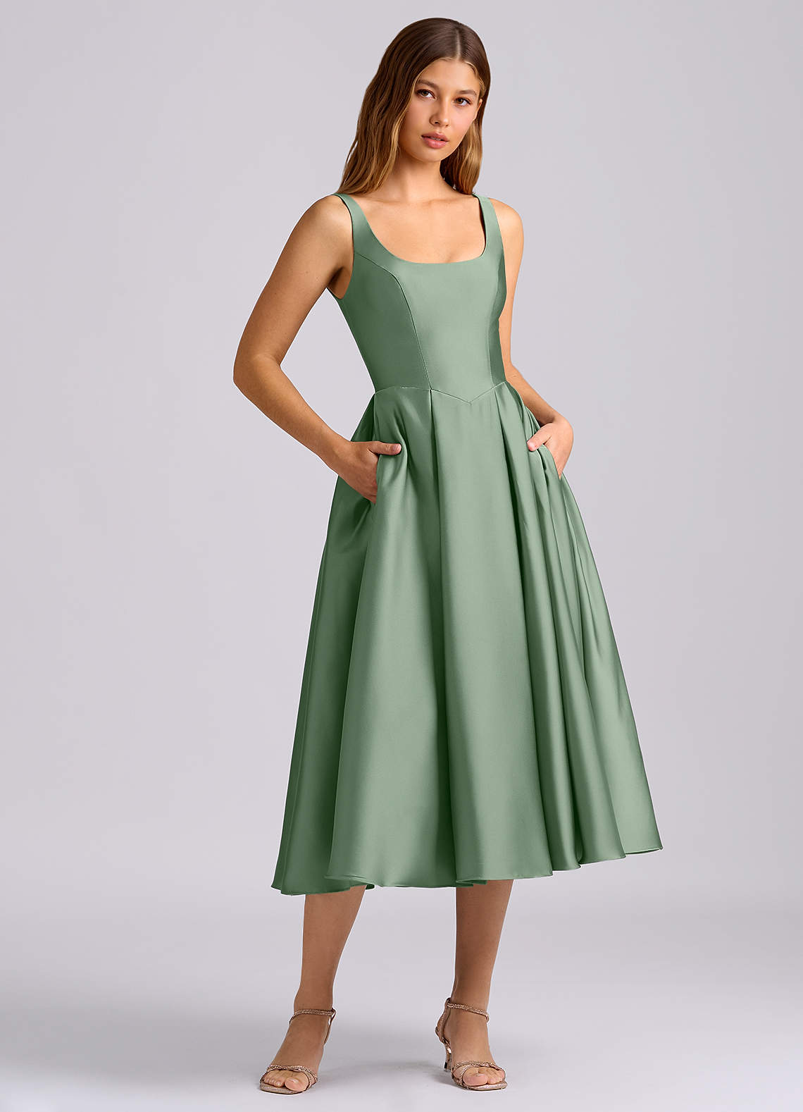 long sage green bridesmaid dresses Flattering A-Line Maxi Chiffon Sage Green Plus Size Bridesmaid Elegance COCOMELODY CB0732, Lake Blue