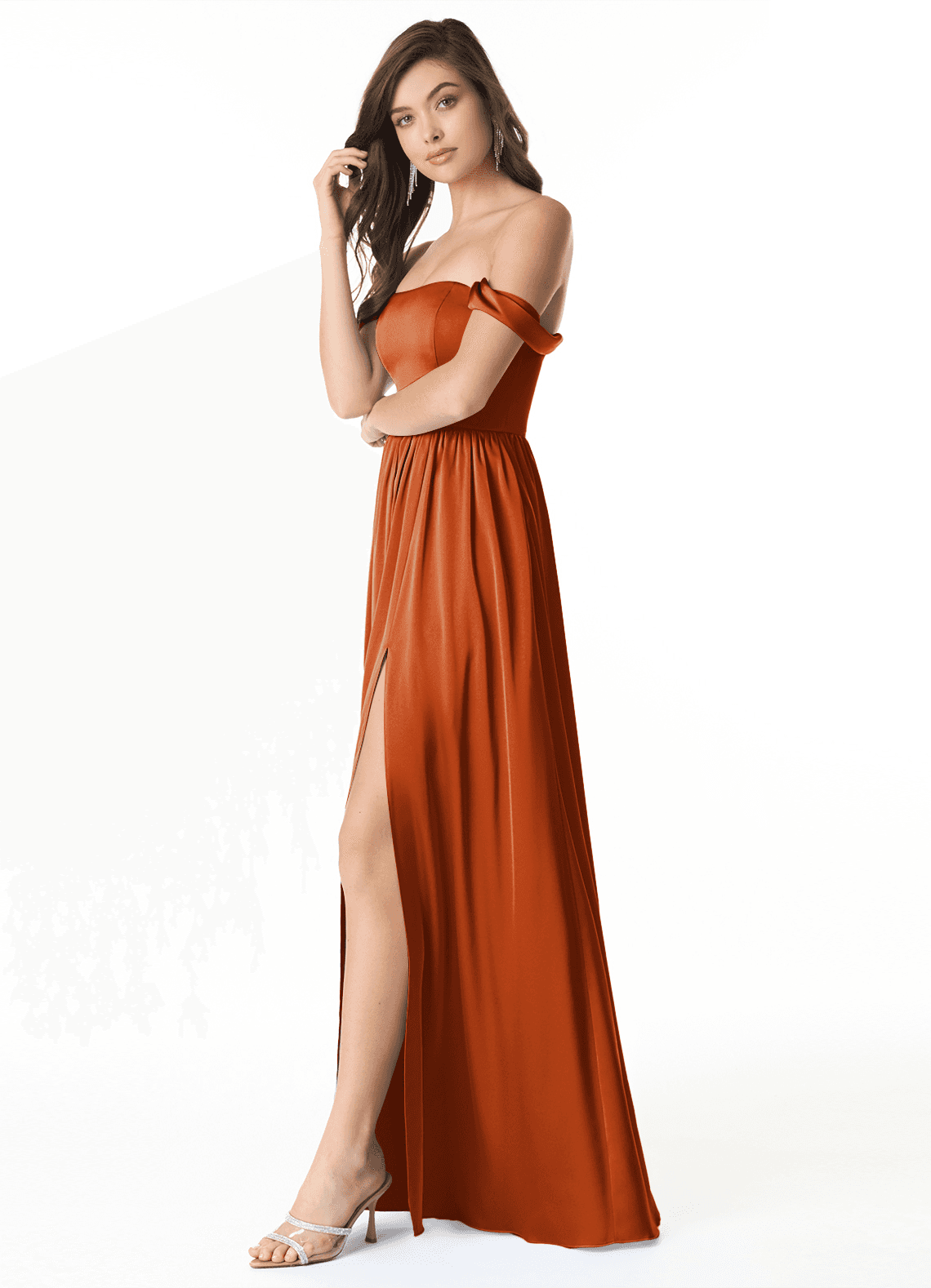 Azazie Morana Ready to Ship Amethyst Stretch Satin Bridesmaid