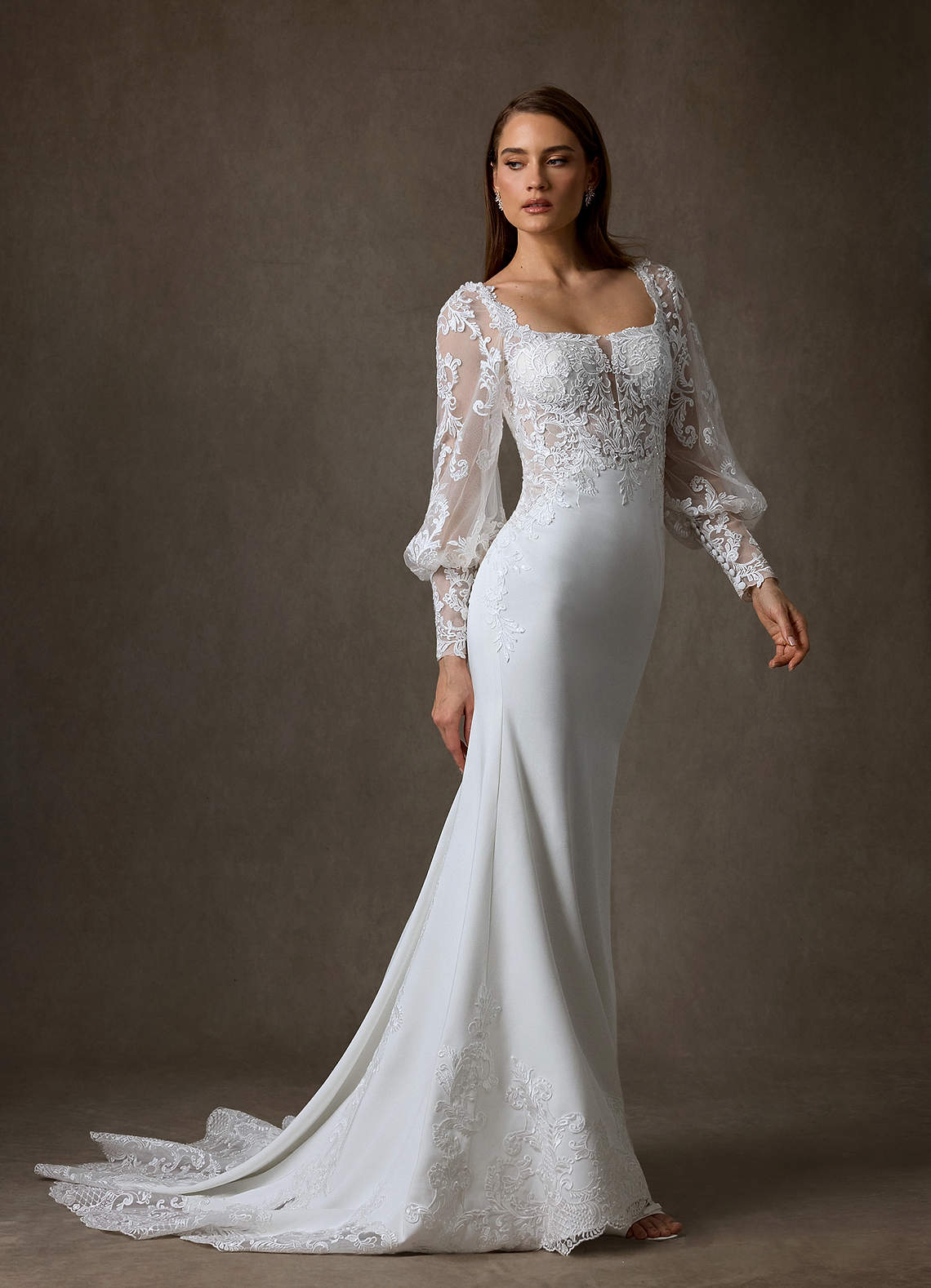 Azazie Isadora Robes de mariée Robe Sirène en Dentelle Blanc De Diamant image7