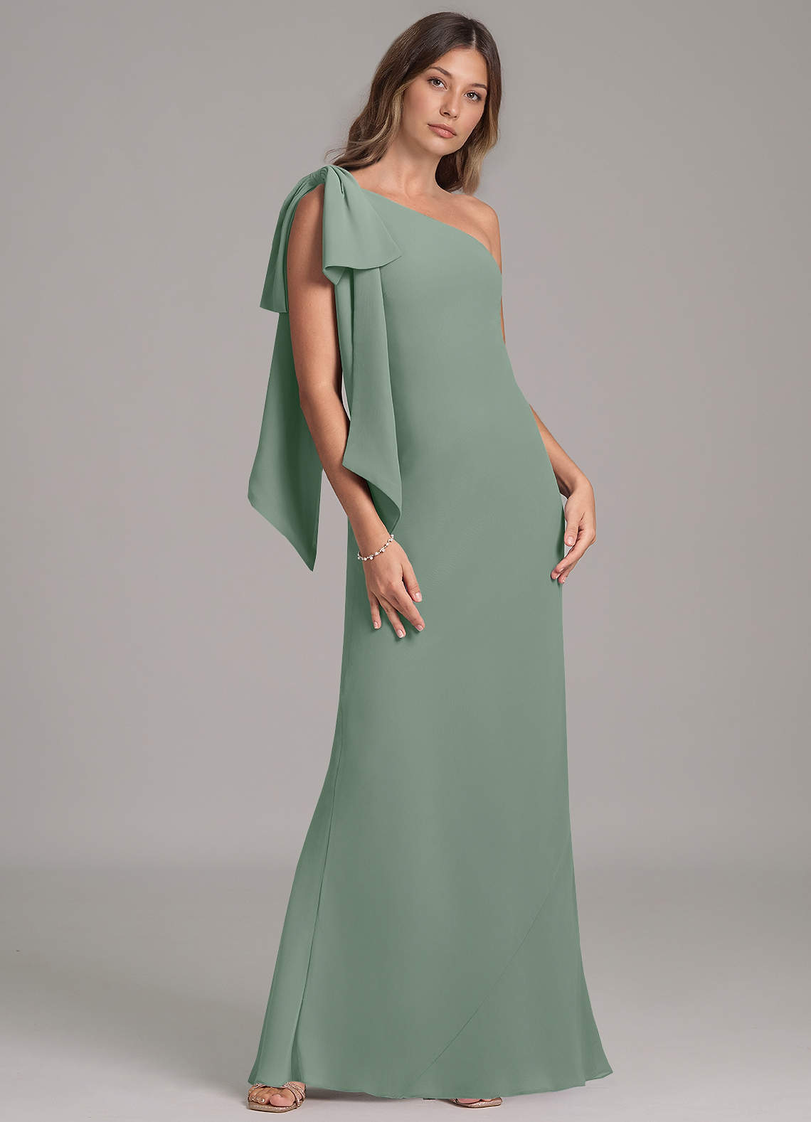 sage grey bridesmaid dresses Azazie Capri