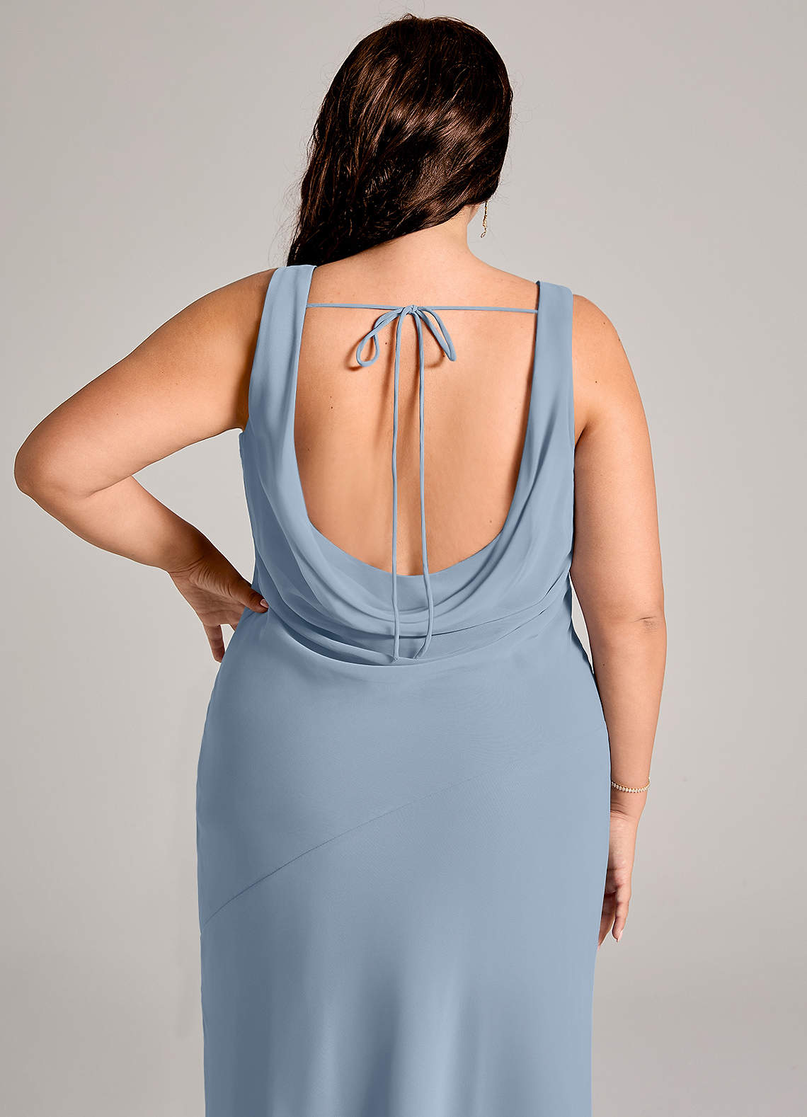 Azazie Rylina Bridesmaid Dresses Dusty Blue Mermaid Pleated Chiffon Dress image11