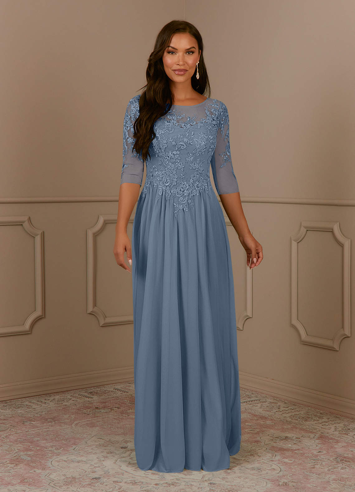 Azazie Harriet Twilight A-Line Scoop lace Mesh Dress | Azazie