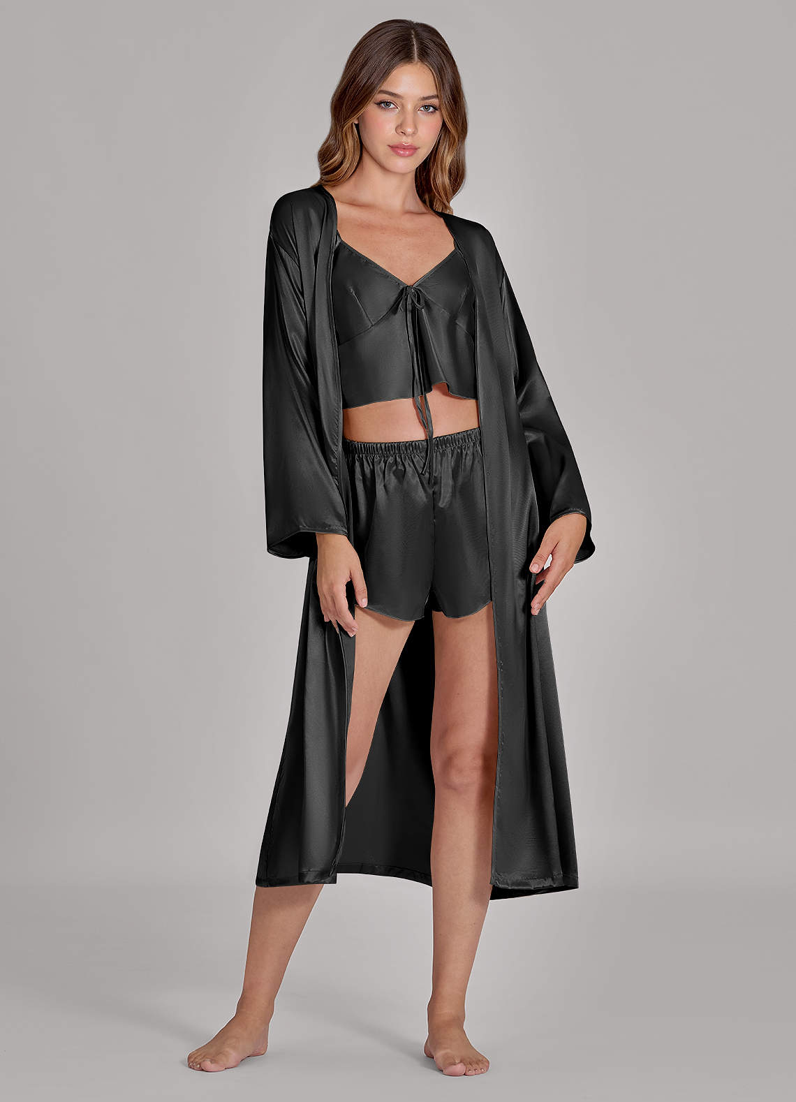 front Ensemble de vêtements d'intérieur 3 pièces en satin