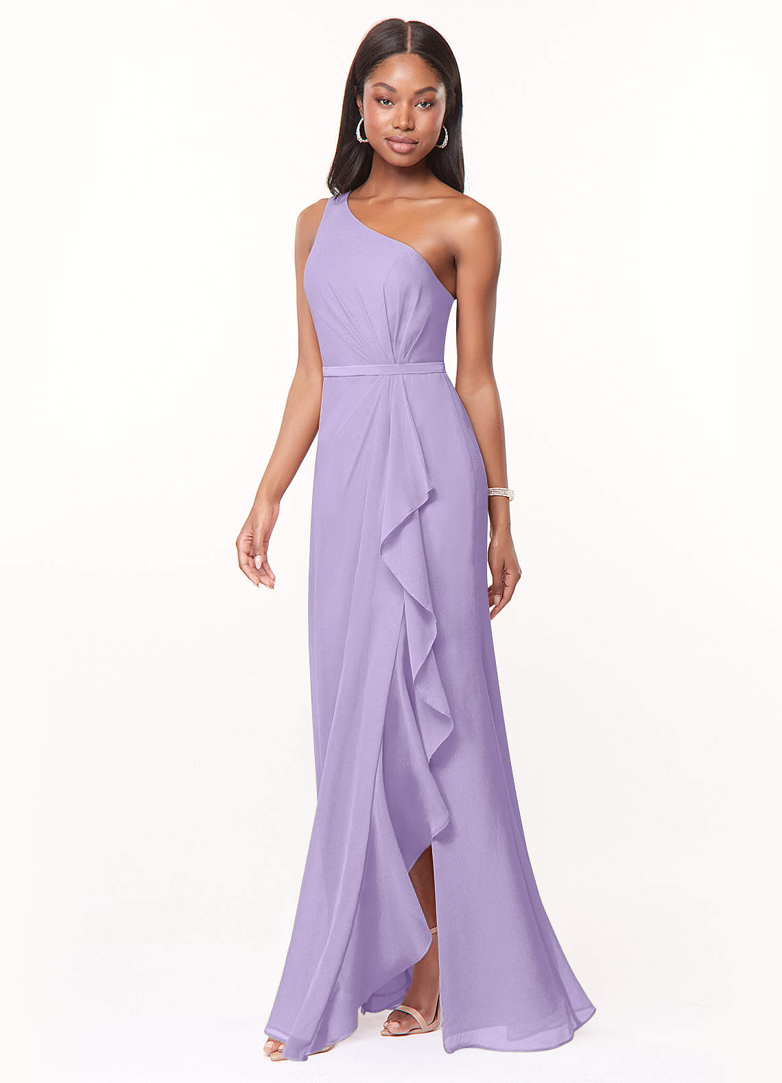 Azazie Liza Bridesmaid Dresses Lilac Mermaid One Shoulder Chiffon Dress image1