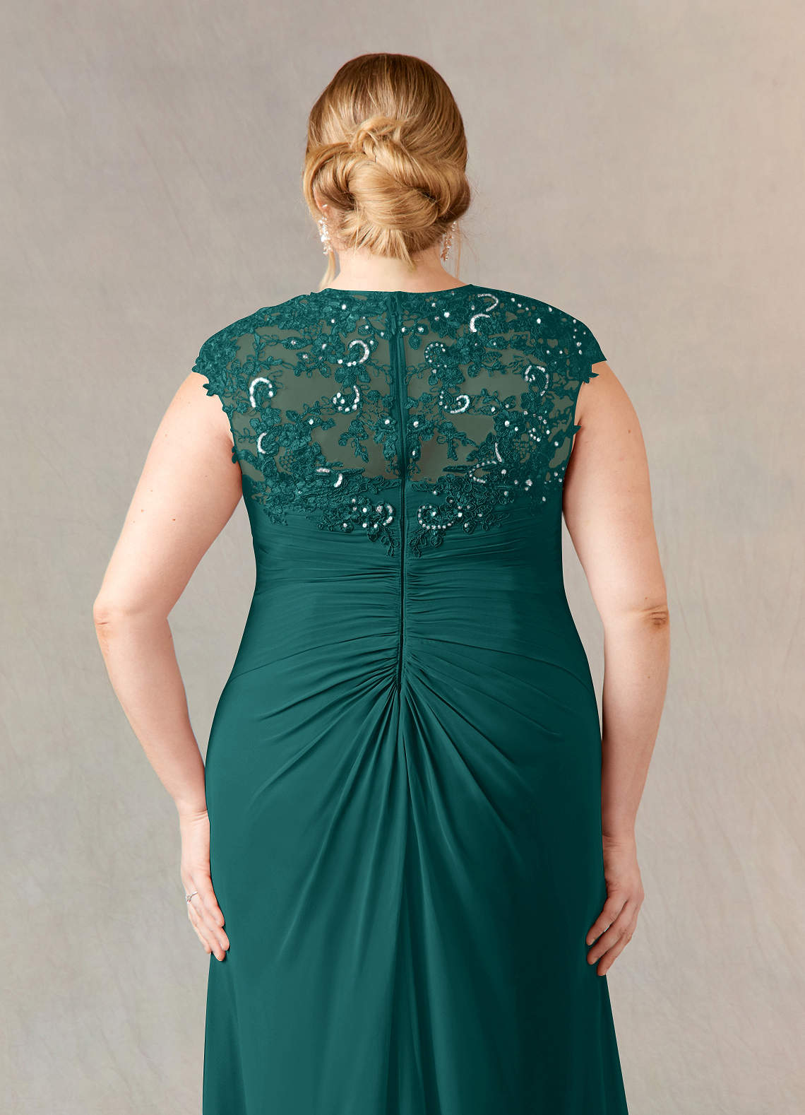 Azazie Birdie Peacock A-Line Queen Anne Sequins Chiffon Dress | Azazie AU