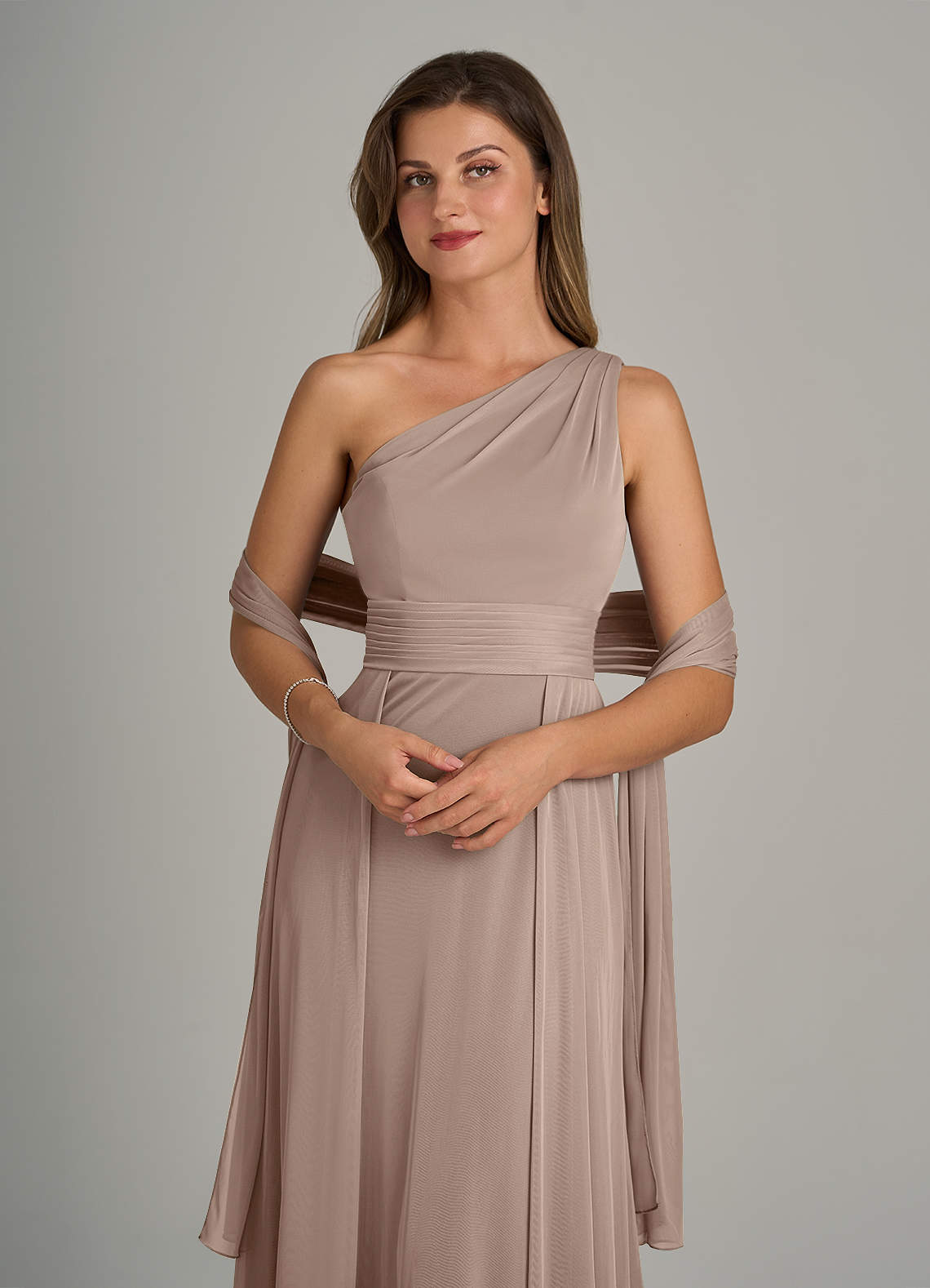 front Azazie Matching Color Ireland Mesh Shawl