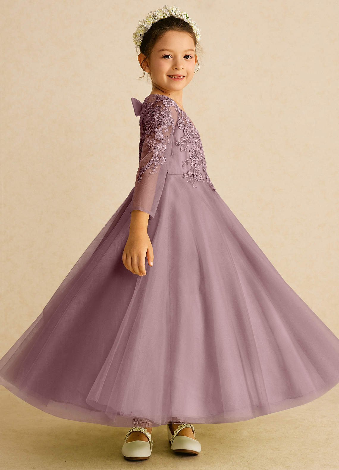 Azazie A-Line Scoop Neck Ankle-Length Tulle Flower Girl Dresses - Dusty Rose Azazie A-Line Scoop Neck Ankle-Length Tulle Flower Girl Dresses - Dusty Rose