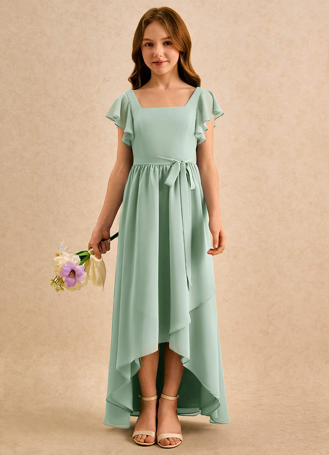 Azazie Milly Girls Formal Flower Girl Klänningar Klä A-Line i Chiffong Plisserad image2
